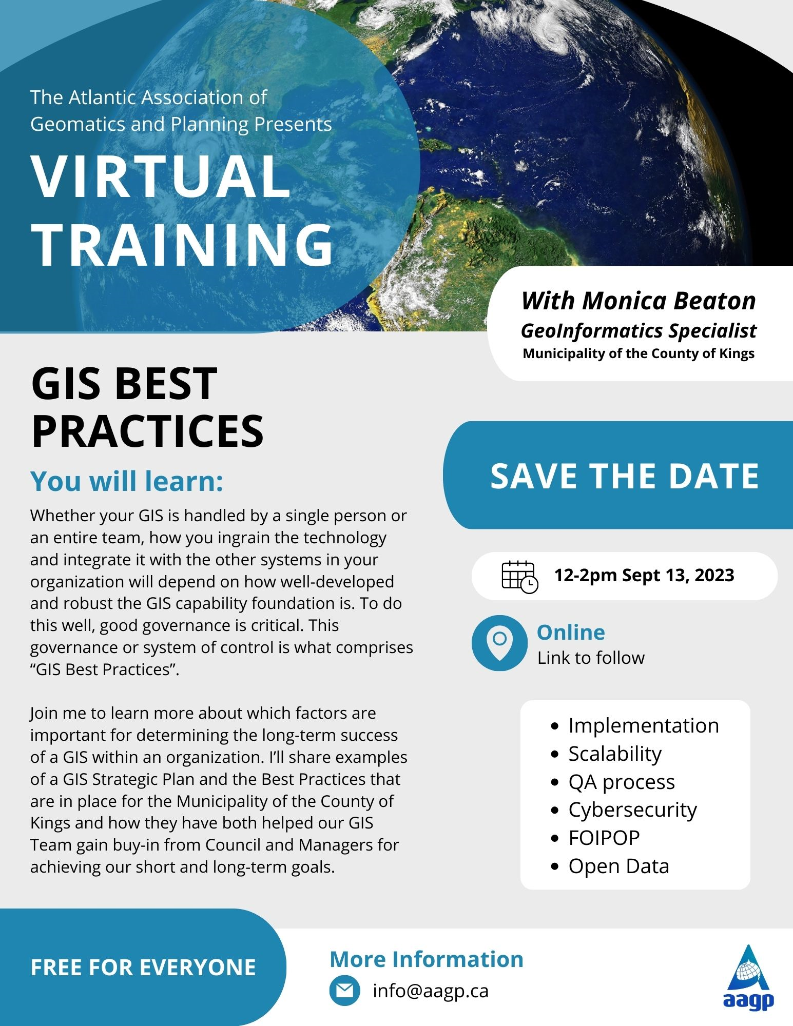 Virtual training poster: GIS Best Practices