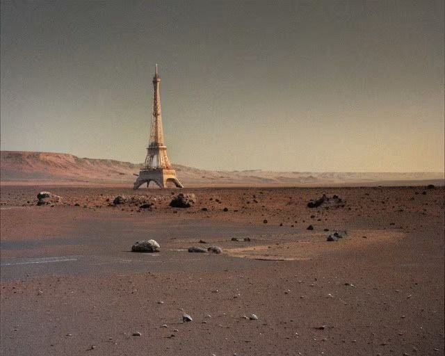 AI-generated image of the Eiffel Tower in the desert