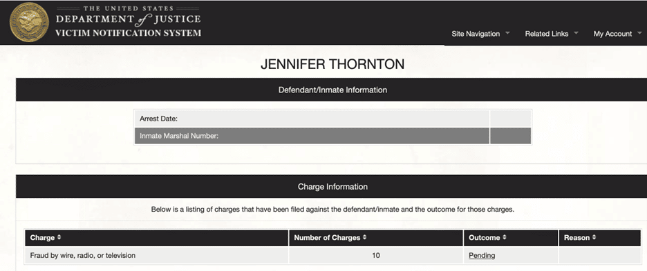 Jennifer Thornton Arrest Details