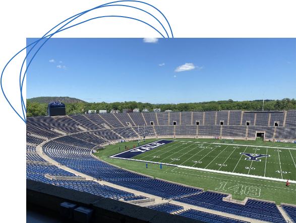 Aerial view of the renovated Yale Bowl